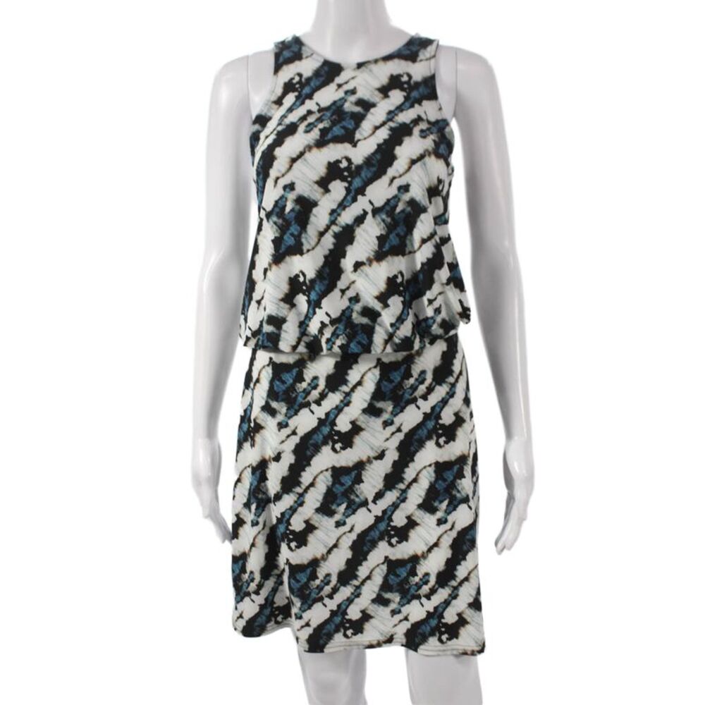 Viereck Womens Black Animal Print Blouson Sleeveless Dress Long Size S